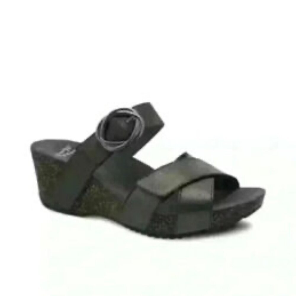 Dansko Clogs Sandals Stacey Suede Wedge Metalic Dark Gray Size EU 39 / US 8-8.5 - Picture 2 of 11